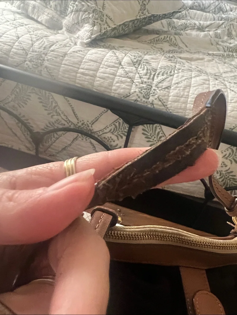 Coach Peyton Khaki and Brown Signature Jordan Double Zip Carry All Tote